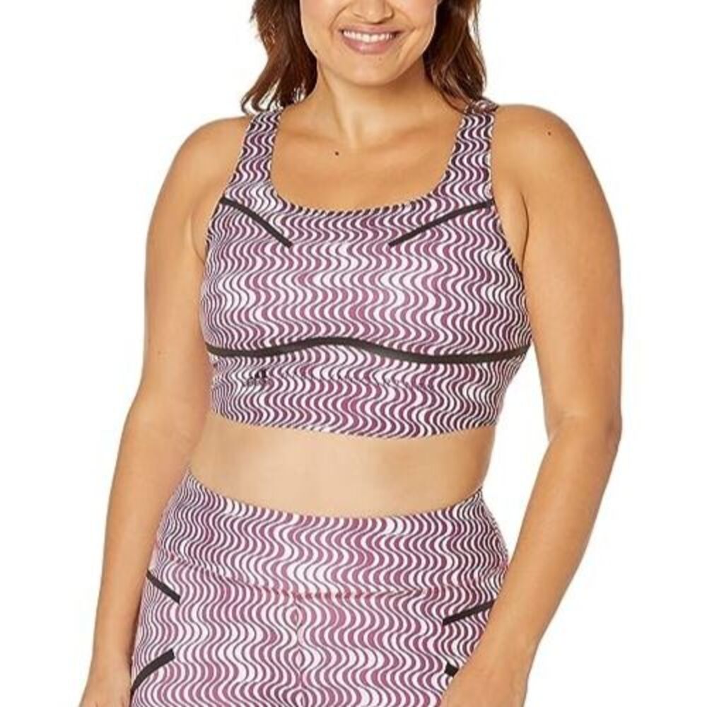NEW Adidas by Stella McCartney Printed Crop Top Plus Size 1X Maroon / White